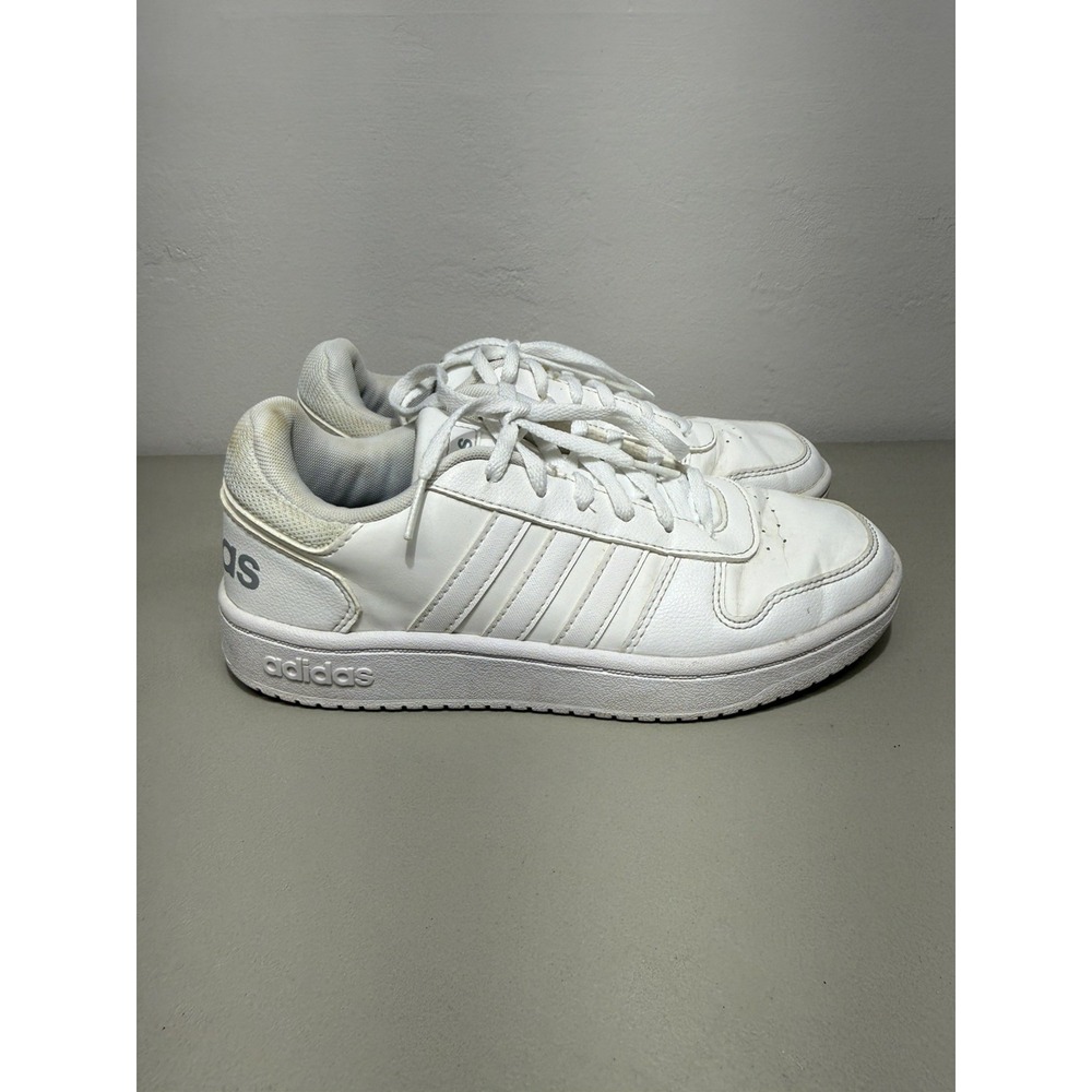 Adidas Hoops 2.0 Women Low Top Sneakers White Leather Athletic Shoes Sz 7